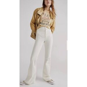 We The Free White Flare Jeans High Rise Boho Stretch Size 28‎